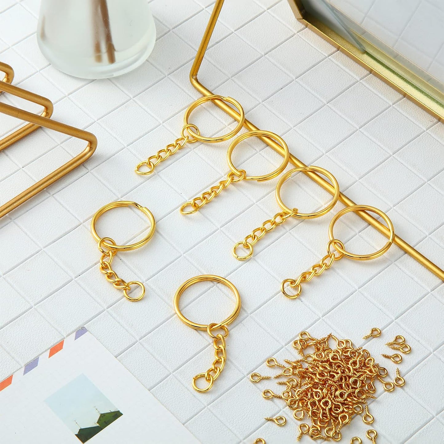 Hotop Peças De Porta-Chaves Para Artesanato 25 Mm, Dourado