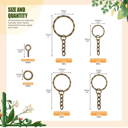 Rustark Anéis de Porta-Chaves em Bronze com Design de Padrões de Ondas 35 milímetros