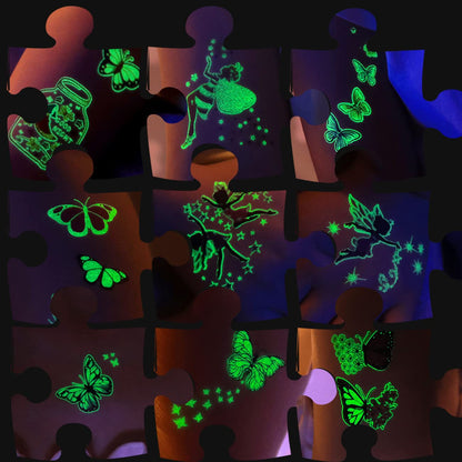 Charlent Tatuagens de Borboletas Luminosas para Crianças - Folhas de Tatuagens Temporárias de Borboletas e Fadas que Brilham no Escuro para Meninas