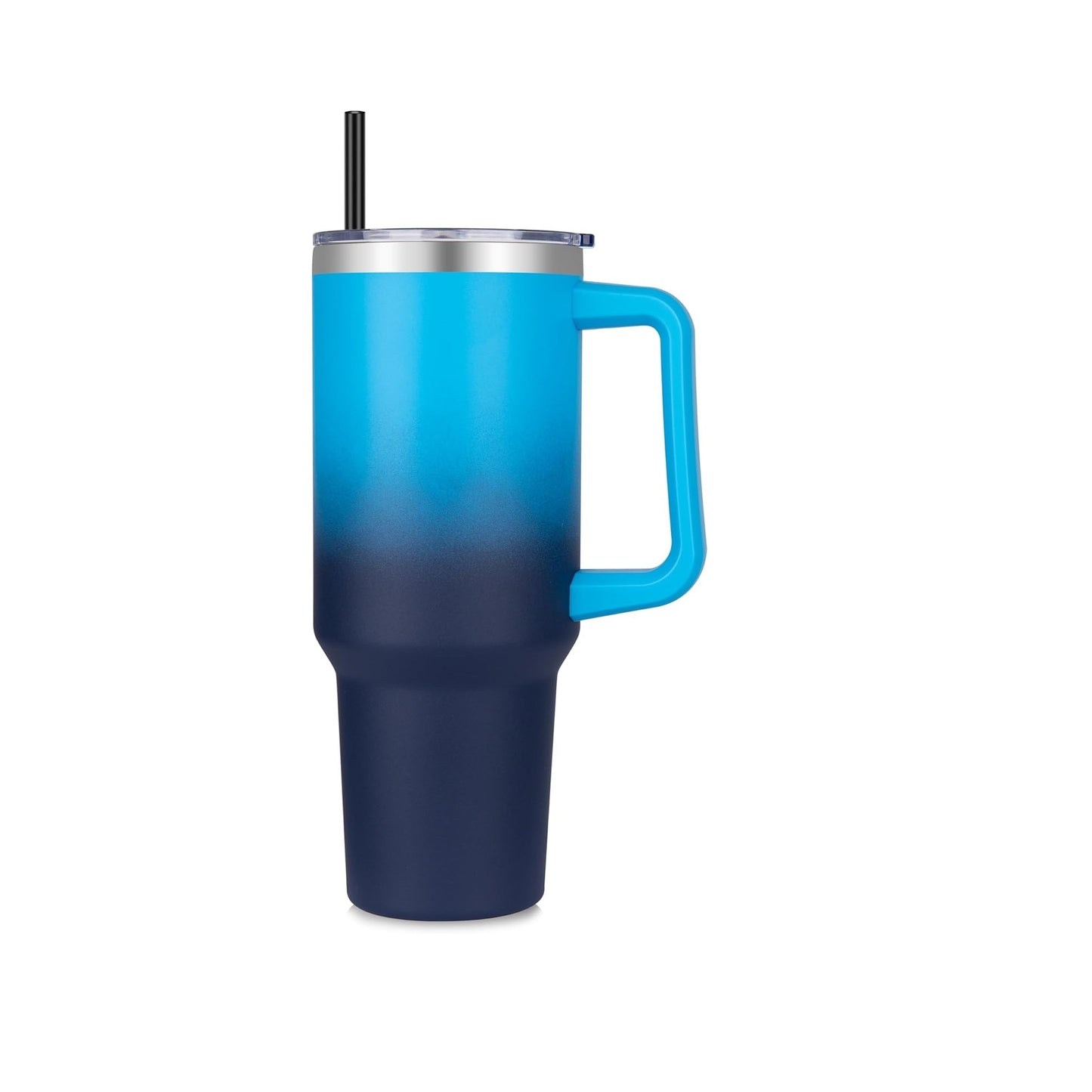 DOMICARE Copo de Aço Inoxidável Reutilizável de 1,182L com Tampa e Pega, com Isolamento a Vácuo, Copo de Viagem para Café, Gradiente Azul