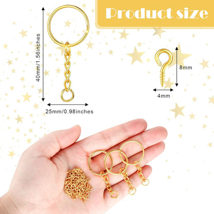 Hotop Peças De Porta-Chaves Para Artesanato 25 Mm, Dourado