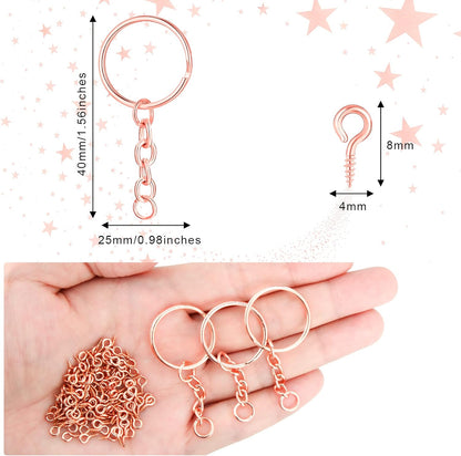 Hotop Peças De Porta-Chaves Para Artesanato 25 Mm, Ouro Rosa