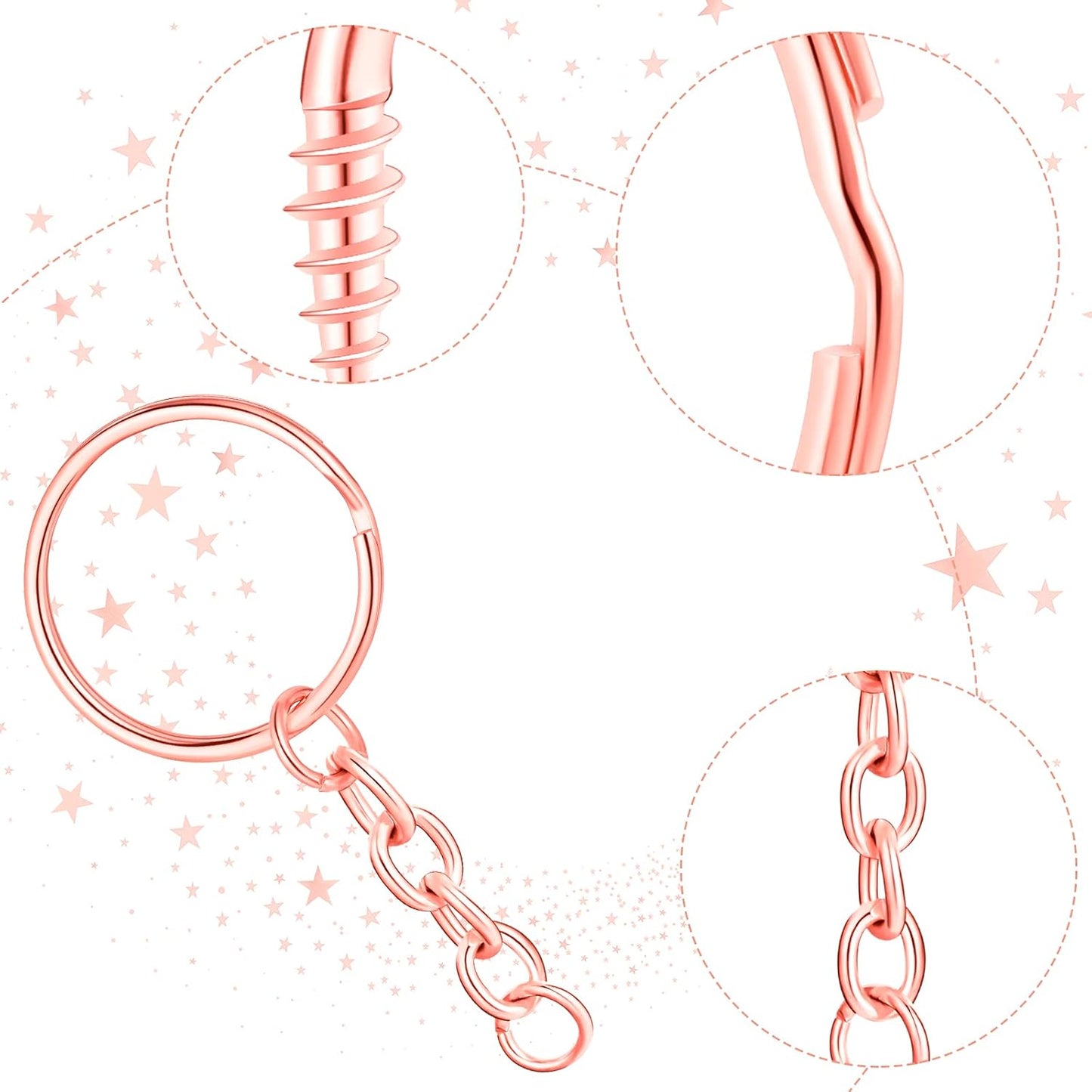 Hotop Peças De Porta-Chaves Para Artesanato 25 Mm, Ouro Rosa