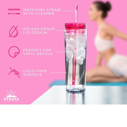 Strata Cups Copos Coloridos Finos com Tampa e Palhinha