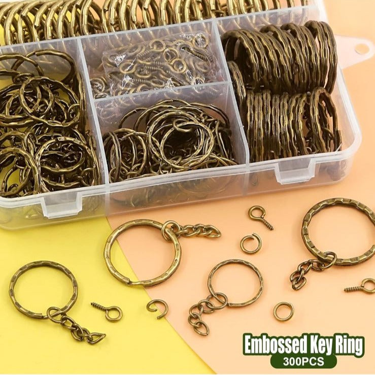 Rustark Anéis de Porta-Chaves em Bronze com Design de Padrões de Ondas 35 milímetros