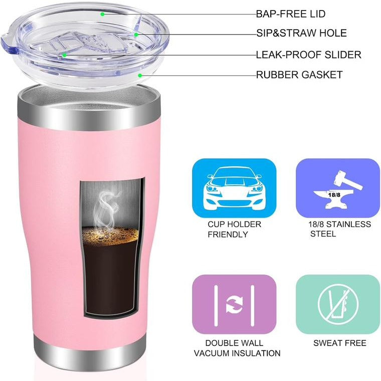 Vegond Copo Térmico Em Aço Inoxidável Com Tampa E Palhinha 591 Ml