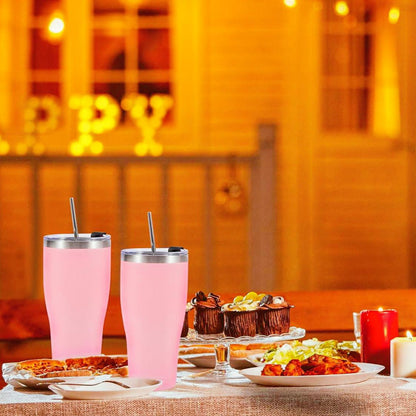 Dongni Copo de Aço Inoxidável de 887mL com Tampa Revestimento em Pó, Copos a Granel, Copo de Viagem com Isolamento a Vácuo e Parede Dupla para Café