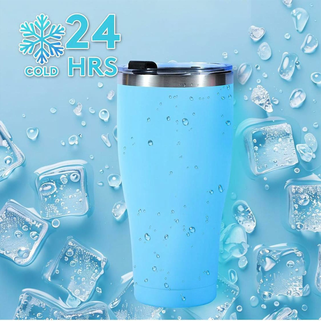 Dongni Copo de Aço Inoxidável de 887mL com Tampa Revestimento em Pó, Copos a Granel, Copo de Viagem com Isolamento a Vácuo e Parede Dupla para Café