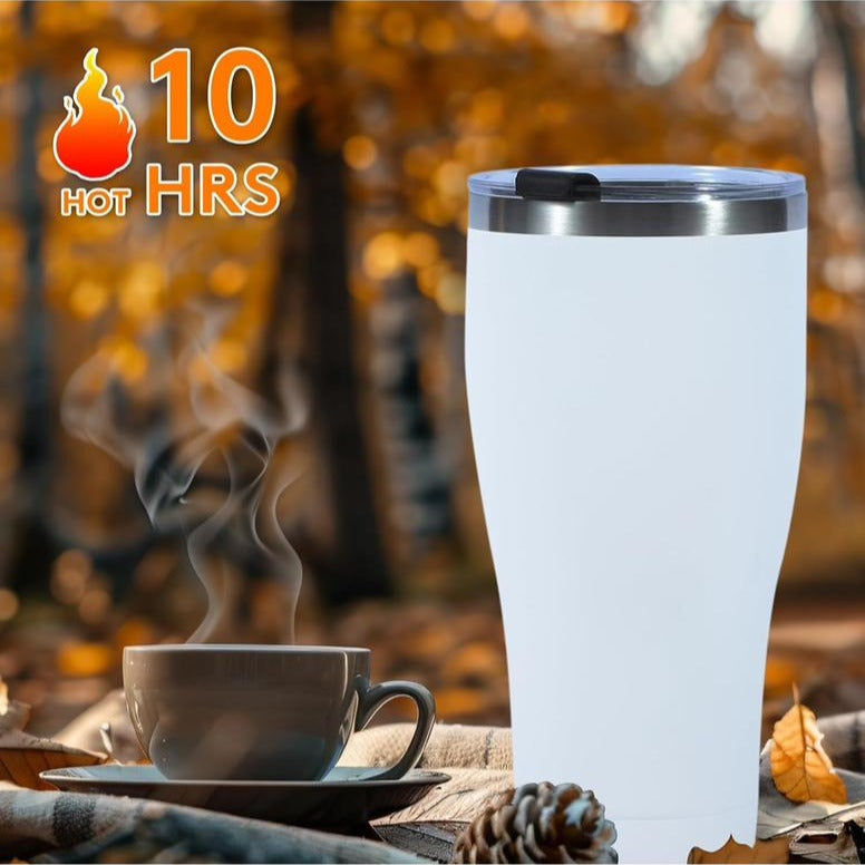 Dongni Copo de Aço Inoxidável de 887mL com Tampa Revestimento em Pó, Copos a Granel, Copo de Viagem com Isolamento a Vácuo e Parede Dupla para Café