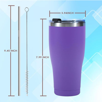 Dongni Copo de Aço Inoxidável de 887mL com Tampa Revestimento em Pó, Copos a Granel, Copo de Viagem com Isolamento a Vácuo e Parede Dupla para Café