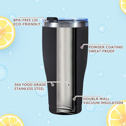 Dongni Copo de Aço Inoxidável de 887mL com Tampa Revestimento em Pó, Copos a Granel, Copo de Viagem com Isolamento a Vácuo e Parede Dupla para Café